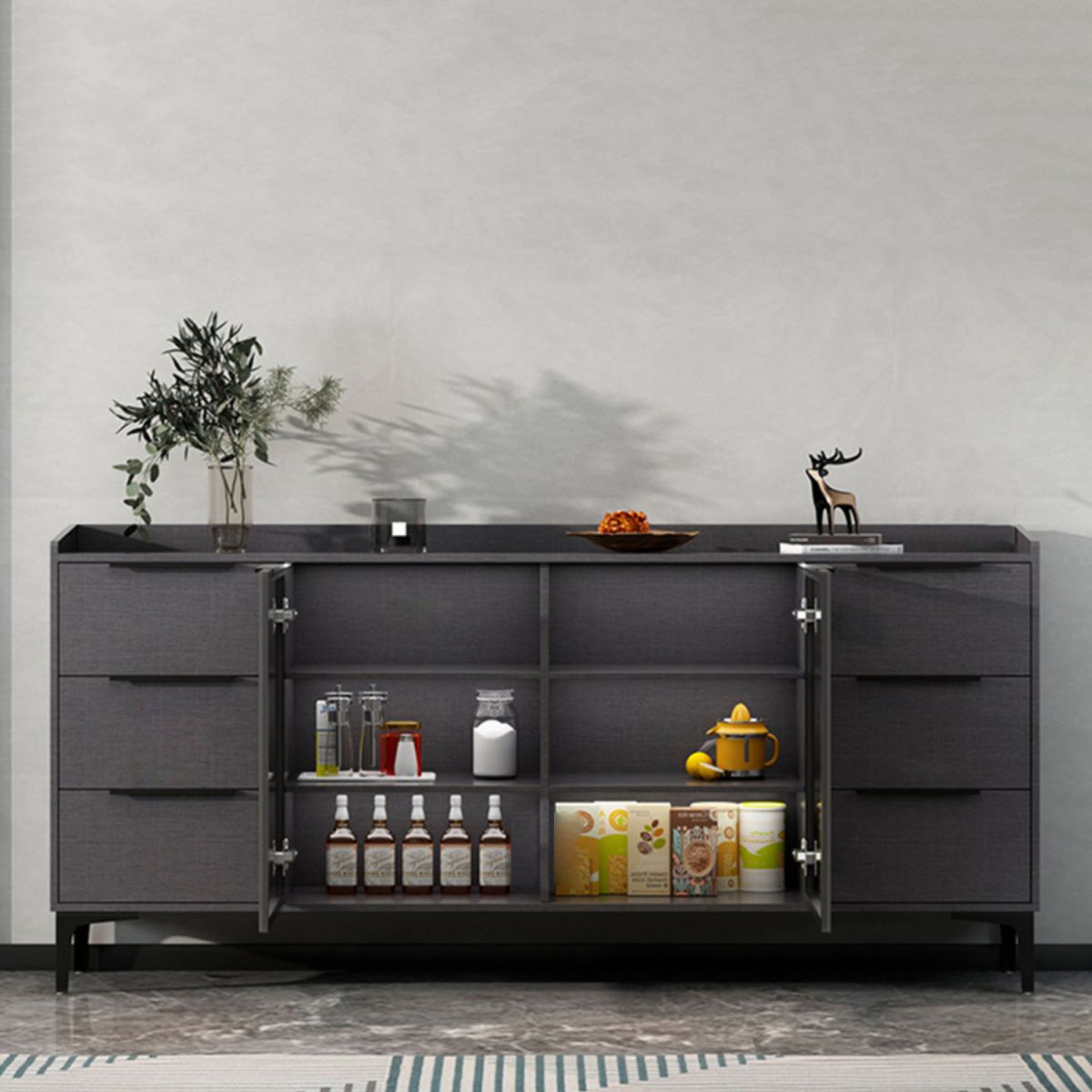 Siete sideboard di pietra sinterizzata in stile moderno con cassetti per soggiorno