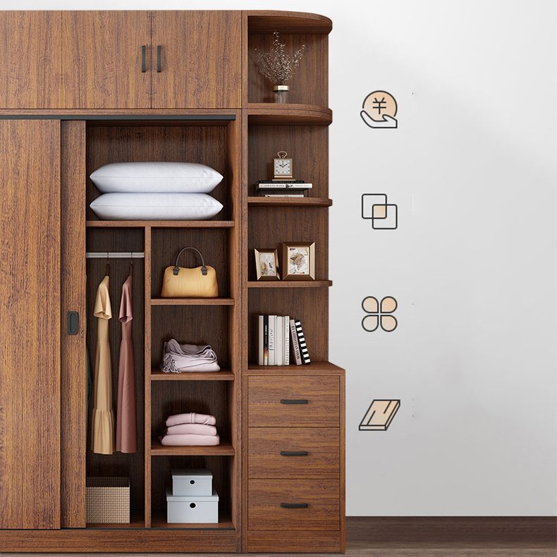 Engineered Wood Wardrobe Armoire Modern Storage Cabinet with Shelves Clearhalo 'Armoires & Wardrobes' 'armoires_wardrobes' 'Bedroom Furniture' 'furn' 'furn_armoires_wardrobes' 'Furniture' 1200x1200_29195dc6-b6f1-43f3-9b9d-85bb6135db83