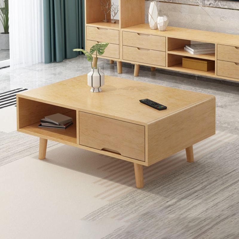 Rechthoekig/vierkante 4 poten Basis massief houten tafel Noordse stijl salontafel