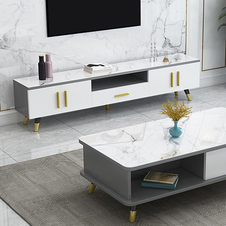14" W Modern TV Media Stand Open Shelving TV Media Console with Drawers Clearhalo 'furn' 'furn_tv_stands_entertainment_centers' 'Furniture' 'Living Room Furniture' 'TV Stands & Entertainment Centers' 'TV Stands & Media Storage Furniture' 'tv_stands_entertainment_centers' 1200x1200_291a6df1-8f73-4d85-8da5-90bbe15fcf49