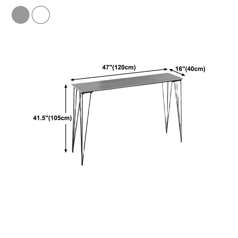 Industrial Black Iron Bar Table Faux Marble Rectangle Top 41.3"H Bistro Table with 4 Legs Clearhalo 'Bar Furniture' 'Bar Tables' 'bar_tables' 'furn' 'furn_bar_tables' 'Furniture' 'furniture_bar_tables' 'Kitchen & Dining Furniture' 1200x1200_291b29bf-b200-4e3b-a826-6fcfcde3679b
