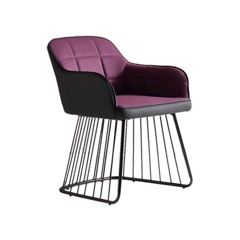 Industriële metalen basis eetkamerstoel gestoffeerde eetkamerstoel