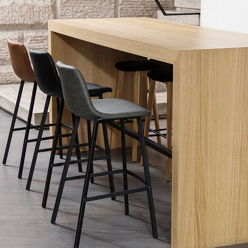 Modern Style Bar-stool Bucket Leather Seat Barstool with Footrest and Iron Legs Clearhalo 'Bar Furniture' 'Bar Stools' 'bar_stools' 'furn' 'furn_bar_stools' 'furniture_bar_stools' 'Kitchen & Dining Furniture' 'kitchen&dining_furn' 'kitchen' 'kitchen_furn' Furniture' 1200x1200_291feb45-27f1-4fa1-9048-315b0a447a81