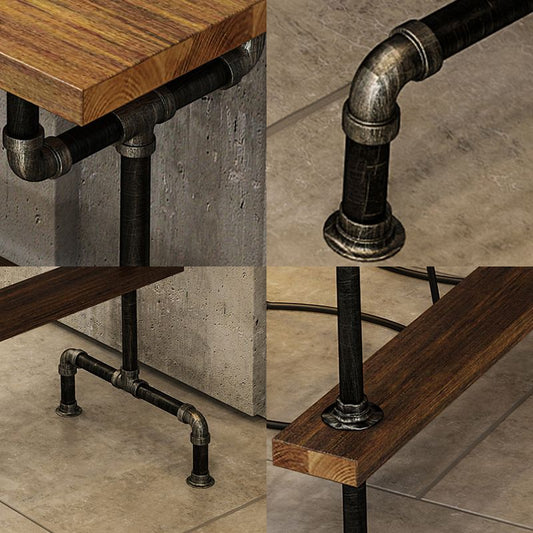 Rechthoekige bar eettafel eigentijdse balktafel met zwarte schroefbasis