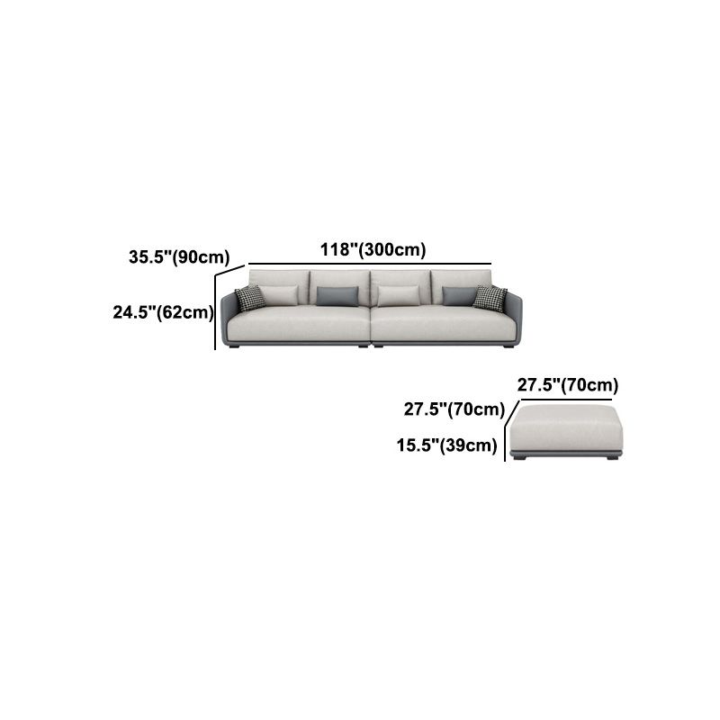 Modern Cream Faux Leather Straight Arm Sofa/Sectionals with water proof for Living Room
