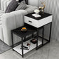 Contemporary Living Room Sofa Side Table Stone Top End Table with Drawer and Shelf Clearhalo 'Coffee & Accent Tables' 'End & Side Tables' 'end_side_tables' 'furn' 'furn_end_side_tables' 'Furniture' 'Living Room Furniture' 1200x1200_29245f4f-e995-431f-b8fc-23dbef2caf5b
