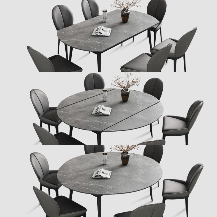 Extendable Modern Dining Room Set with Sintered Stone Top and Black Leg Formal Table Set Clearhalo 'Dining Room Sets' 'Dining Tables & Seating' 'dining_room_set' 'furn' 'furn_dining_room_set' 'Furniture' 'furniture_dining_room_set' 'Kitchen & Dining Furniture' 'kitchen&dining_furn' 'kitchen' 1200x1200_29246e78-bf56-4c06-a594-7f884a55fc8b