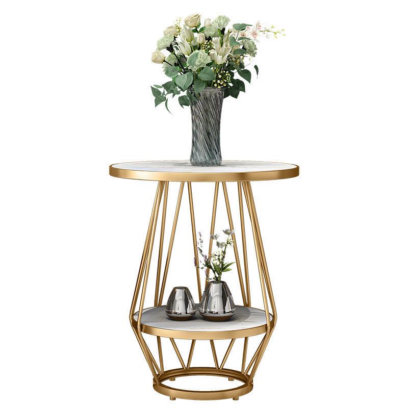 Modern Round Side Table 24.4-inch Gold/Black Metal Frame End Table Clearhalo 'Coffee & Accent Tables' 'End & Side Tables' 'end_side_tables' 'furn' 'furn_end_side_tables' 'Furniture' 'Living Room Furniture' 1200x1200_29247a2f-086b-4762-b641-225c2e043f88