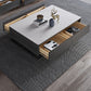 Modern Rectangle Cocktail Table Slate Coffee Table with 4 Drawers