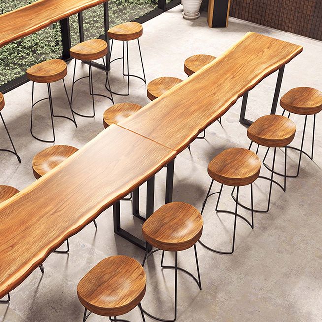 Pine Wood Bar Table Brown Industrial Bar Dining Table with Sled Base Clearhalo 'Bar Furniture' 'Bar Tables' 'bar_tables' 'furn' 'furn_bar_tables' 'Furniture' 'furniture_bar_tables' 'Kitchen & Dining Furniture' 1200x1200_29275876-fac6-4416-82ed-481ebac23e54