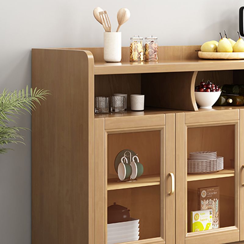 Modern Accent Cabinet with 3 Drawers and Bar Pulls Glass Doors