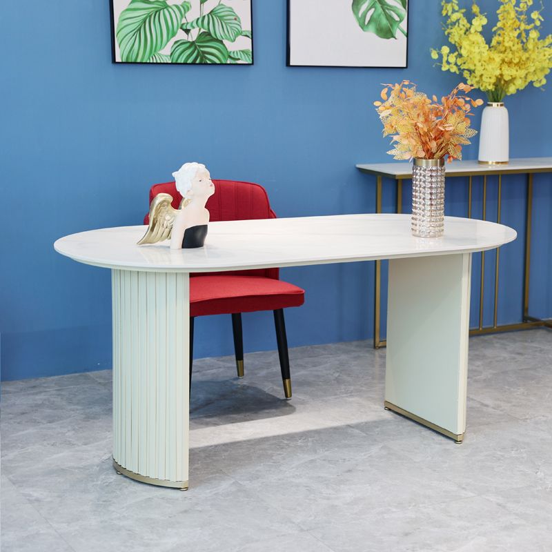 Contemporary White Standard Dining Table Irregular Sintered Stone Dining Table for Kitchen Clearhalo 'Dining Tables & Seating' 'Dining Tables' 'dining_table' 'furn' 'furn_dining_table' 'Furniture' 'furniture_dining_table' 'Kitchen & Dining Furniture' 'kitchen' 'kitchen_dining_table' 1200x1200_292a9e32-e38d-4599-a72a-3c74f2002e07