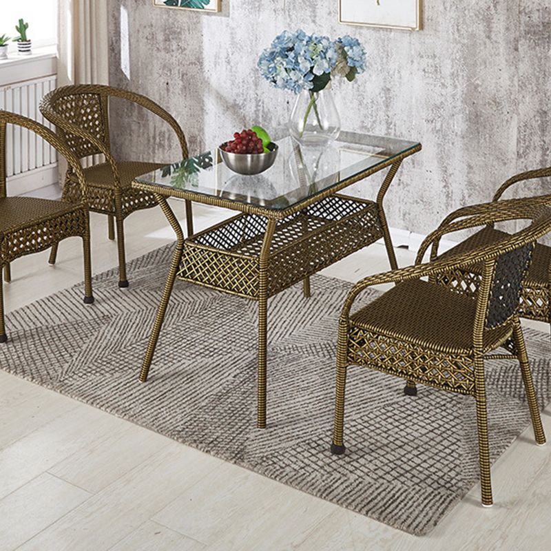 Rattan Contemporary Rectangular Dining Table Glass Top Table for Dining Room Clearhalo 'Dining Tables & Seating' 'Dining Tables' 'dining_table' 'furn' 'furn_dining_table' 'Furniture' 'furniture_dining_table' 'Kitchen & Dining Furniture' 'kitchen' 'kitchen_dining_table' 1200x1200_292ad129-b480-4a61-a6d1-7b3022e3b84f