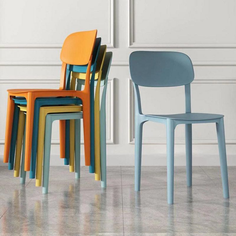 Open Back Dining Side Chair Contemporary Plastic Armless Dining Chair