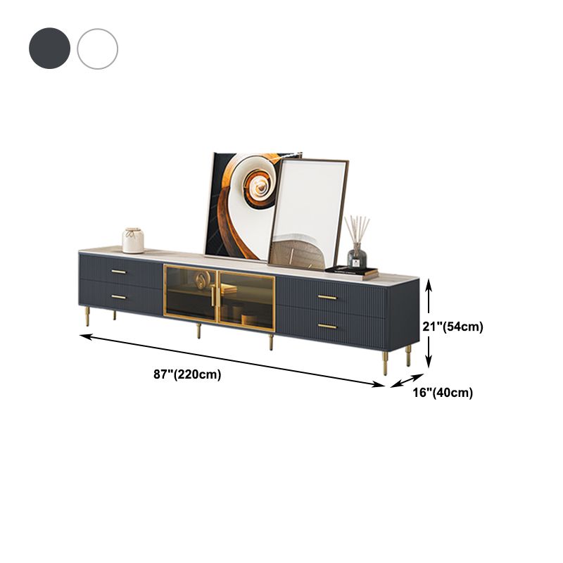 Poner de Stone and Wood TV Stand Scandinavian 4-Drawer TV Console