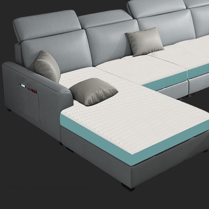 Modern L-Shape 4-seater Sofa and Chaise Recessed Arm Sectional with Pillow Back Cushions Clearhalo 'furn' 'furn_sectionals' 'Furniture' 'furniture_sectionals' 'kitchen' 'kitchen_sectionals' 'Living Room Furniture' 'Sectionals' 1200x1200_292c0620-0544-4bd5-9b8f-77900bd9b004