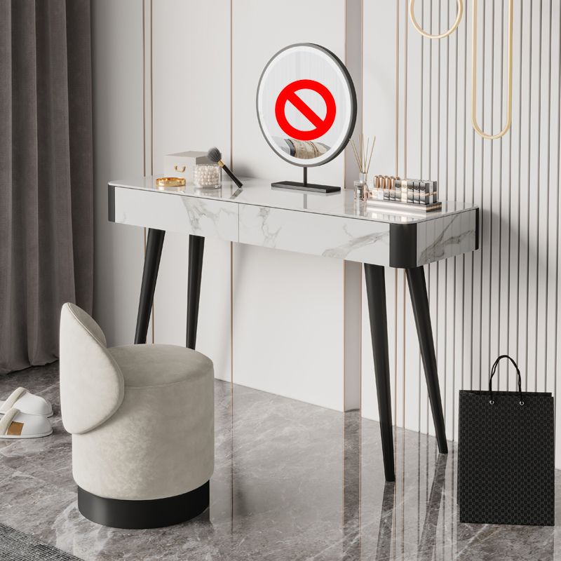 Weißer Waschtisch 29,52 "Hochmetall- und Stein -Top -Waschtisch mit Stuhl