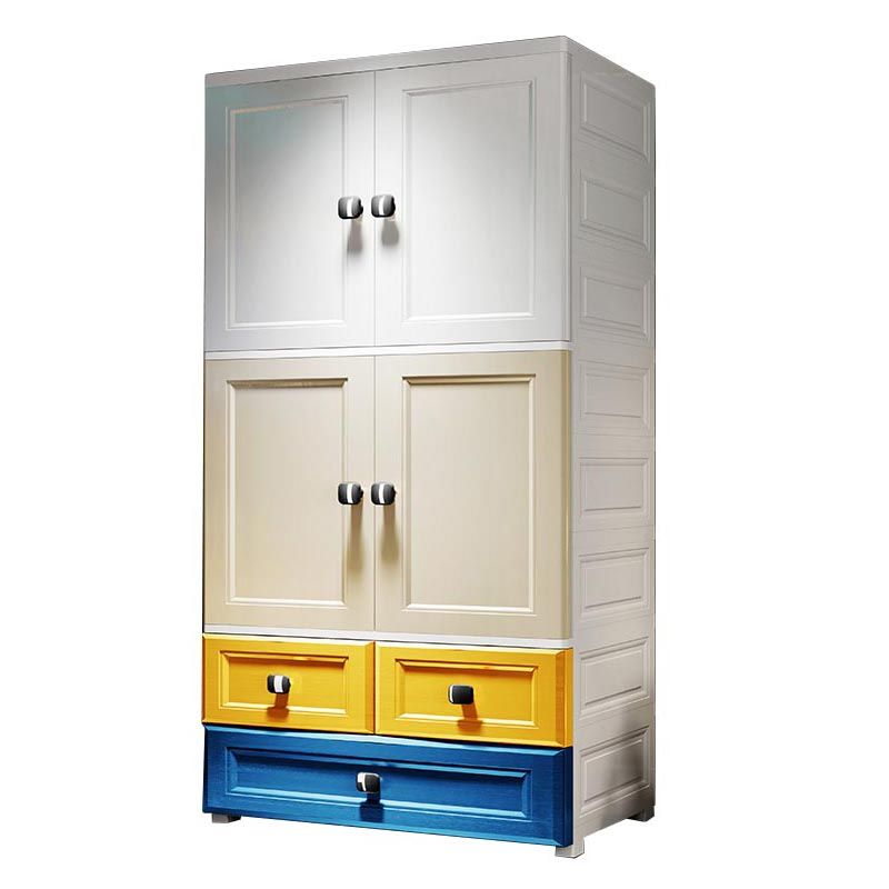 Plastic Wardrobe Armoire Contemporary Hinged Wardrobe Cabinet Clearhalo 'Armoires & Wardrobes' 'armoires_wardrobes' 'Bedroom Furniture' 'furn' 'furn_armoires_wardrobes' 'Furniture' 1200x1200_2935d5c8-141c-4eba-958a-42b8fe1815c4