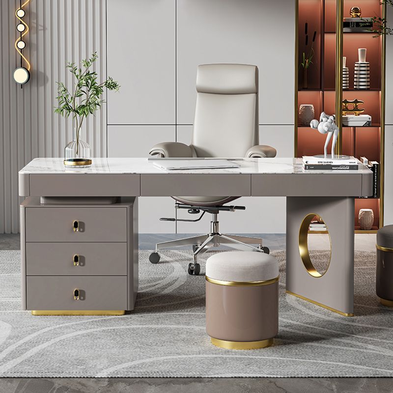 Modern Stone Office Desk Rectangular Shape Task Desk with 2-Legs in Grey Clearhalo 'furn' 'furn_office_desk' 'Furniture' 'Office Desks' 'Office Furniture' 'office_desk' 1200x1200_29361eec-2156-4df4-9ed9-c1722195ee5d