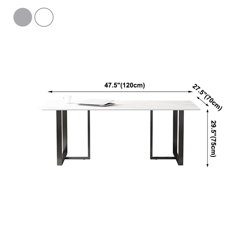 Rectangle Double Pedestal Industrial Table Fixed Table with Sintered Stone Clearhalo ' dining_table' 'Dining Tables & Seating' 'Dining Tables' 'furn' 'furn_dining_table' 'Furniture' 'furniture_dining_table' 'Kitchen & Dining Furniture' 'kitchen&dining_furn' 'kitchen' 'kitchen_dining_table' 1200x1200_29373343-be03-460a-9a12-11444a7b0d58