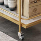 Contemporary Metal Prep Table 33.86"H Rolling Prep Table with Open Storage
