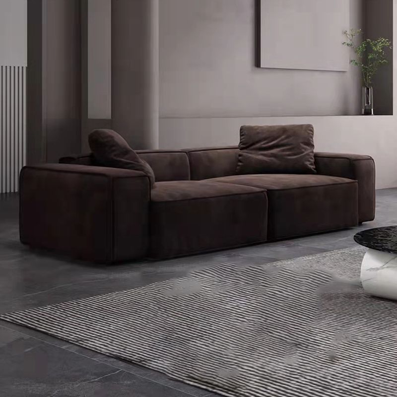 Contemporary Scratch resistant Sofa 25.6"H Fabric Tight Back Square Arm Sofa,Dark Brown Clearhalo 'furn' 'furn_sofas' 'Furniture' 'furniture_sofas' 'kitchen' 'kitchen_sofas' 'Living Room Furniture' 'Sofa' 'sofas' 1200x1200_293a93e0-ecec-4d65-a8dd-c7641d545695