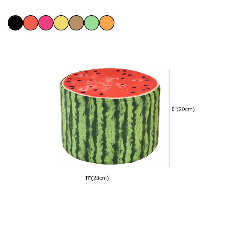 Round Pouf Upholstered Scratch Resistant Contemporary Fruit Printed Fabric Footstool Clearhalo 'furn' 'furn_ottomans_poufs' 'Furniture' 'Living Room Furniture' 'Ottomans & Poufs' 'ottomans_poufs' 1200x1200_293ab8ab-6078-4bd9-a050-66d836b30db2