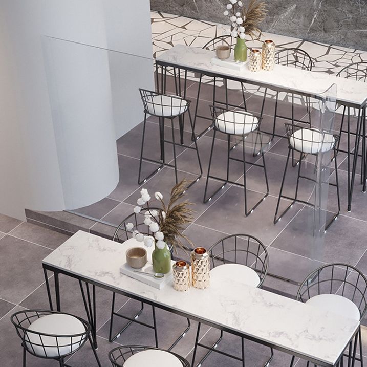 Black Metal Base Dining Stools Contemporary Round Bar Stools with Footrest Clearhalo 'Bar Furniture' 'Bar Stools' 'bar_stools' 'furn' 'furn_bar_stools' 'Furniture' 'Kitchen & Dining Furniture' 1200x1200_293b5354-8ad9-492b-bc21-63102810fd49