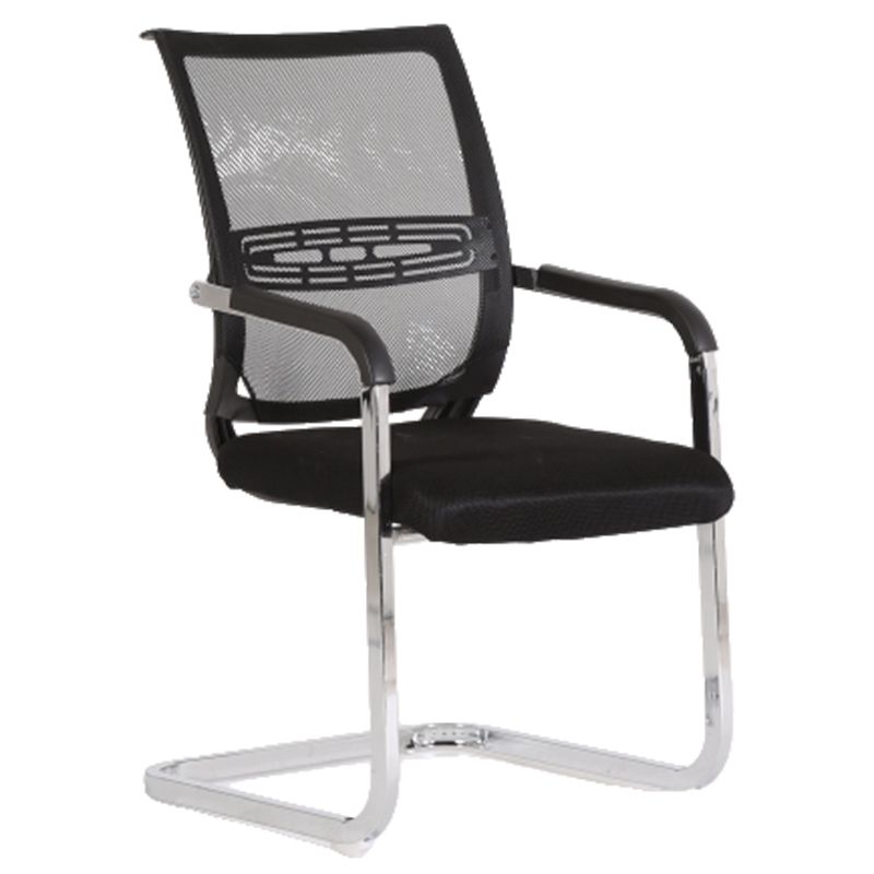 Black Fixed Arms Modern Office Chair Steel No Wheels Office Chair Clearhalo 'furn' 'furn_office_chair' 'Furniture' 'Office Chairs' 'Office Furniture' 'office_chair' 1200x1200_293d8f98-29f9-4847-99f6-0e6d3c68a339