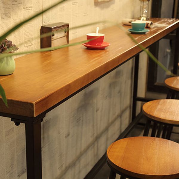 Tavolo da pranzo a barre in legno massiccio tavolo da pranzo industriale con base nera