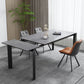 Modern Rectangular Stone Top Dining Table Extendable for Small Spaces in Grey