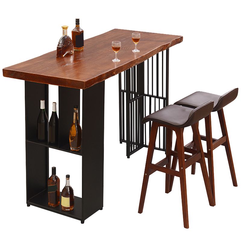 Contemporary Rectangle Bar Table Solid Wood Brown Bar Dining Table with Storage Clearhalo 'Bar Furniture' 'Bar Tables' 'bar_tables' 'furn' 'furn_bar_tables' 'Furniture' 'Kitchen & Dining Furniture' 1200x1200_294b2b7b-30be-4176-8f5a-2a4692da99fc