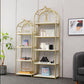 Estantería de estantería moderna de oro Etagere Metal Open Bookcase para sala de estar