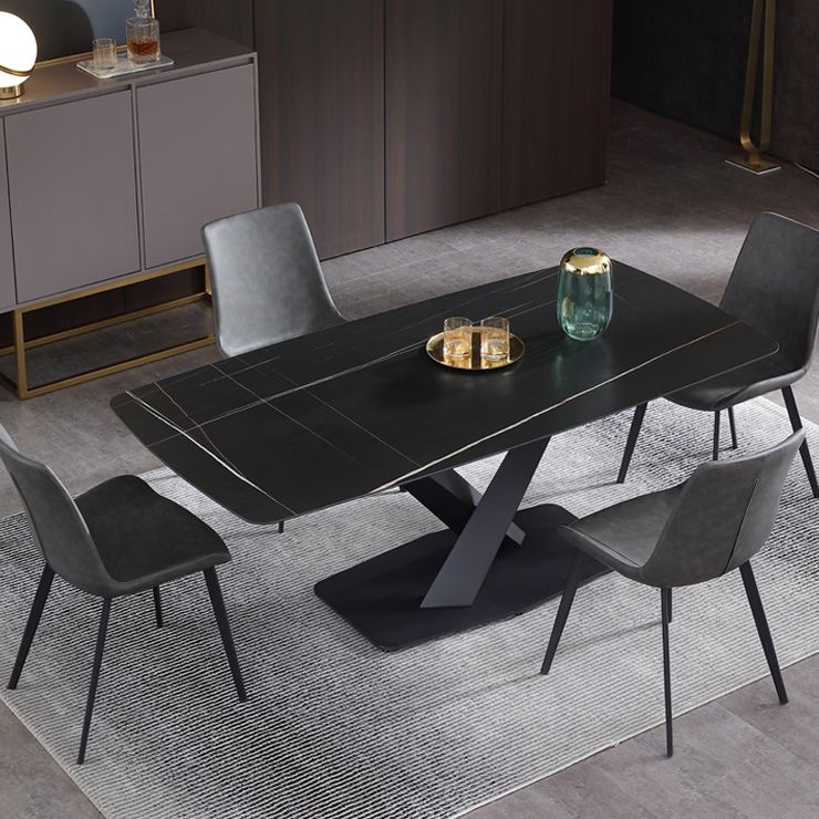Juego de comedor moderno de piedra sinterizada de 1/3/4/5 piezas con mesa rectangular y sillas laterales
