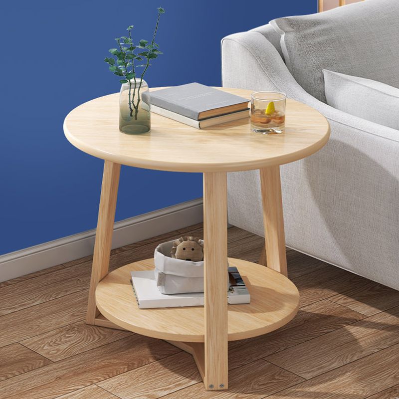 Contemporary Style Side End Table Wooden Round Sofa Side Accent Table