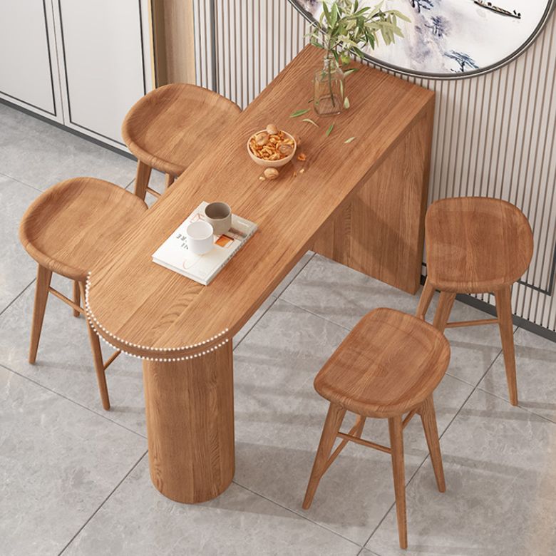 Mesa de comedor de madera Mesa de bar con pedestal doble contemporánea