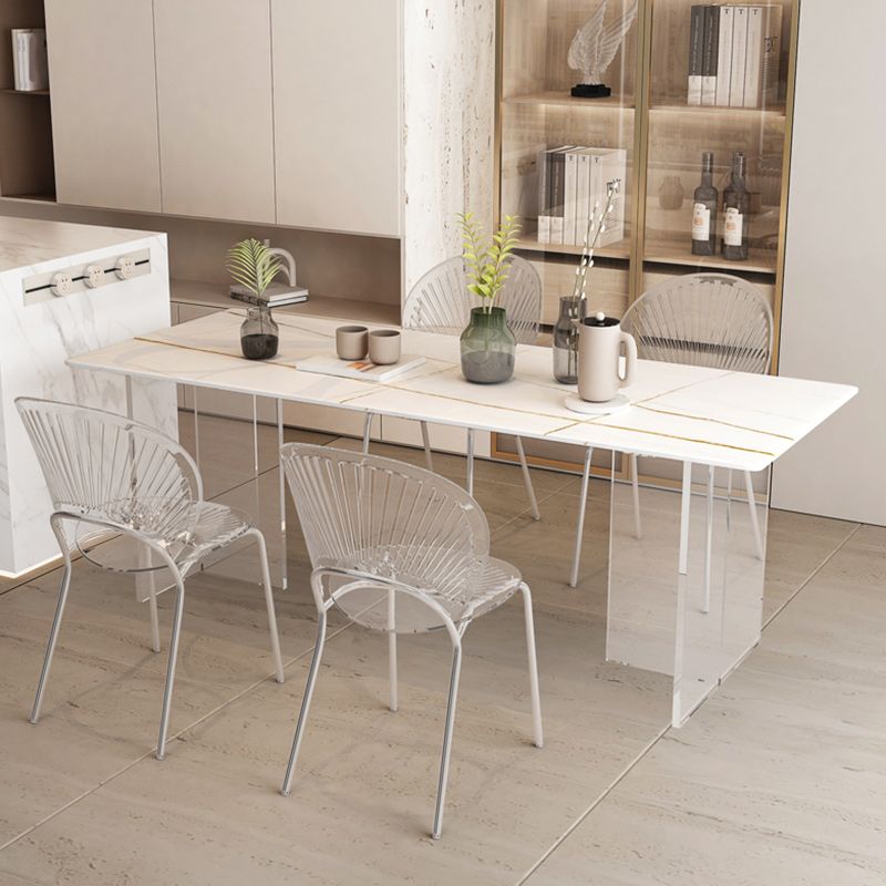 Table à manger de base en acrylique rectangle Table de piédestal en pierre moderne