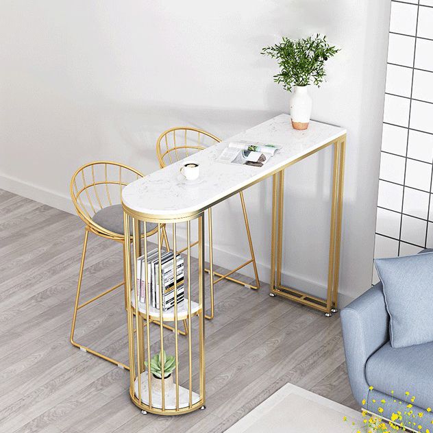 White Marble Bar Dining Table Glam Double Pedestal Bar Height Table Clearhalo 'Bar Furniture' 'Bar Tables' 'bar_tables' 'furn' 'furn_bar_tables' 'Furniture' 'Kitchen & Dining Furniture' 1200x1200_294f8a6a-c960-481e-8051-85278a3885e9