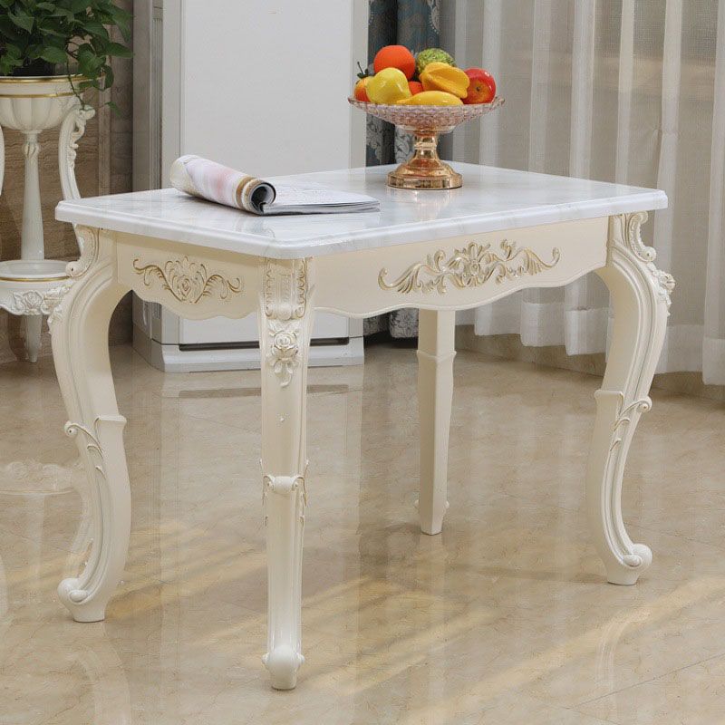 Stone Top Dining Table Rectangle Dining Table with 4 Legs in White Clearhalo 'Dining Tables & Seating' 'Dining Tables' 'dining_table' 'Furniture' 'furniture_dining_table' 'Kitchen & Dining Furniture' 'kitchen' 'kitchen_dining_table' 1200x1200_294fbaab-c252-4cf4-9c0b-ce04b7b0c9b8