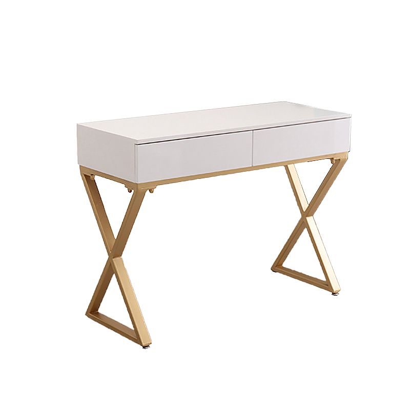 Contatore per trucco bianco brillante 15,74 "tavoli da vanità larghi con 2 cassetti