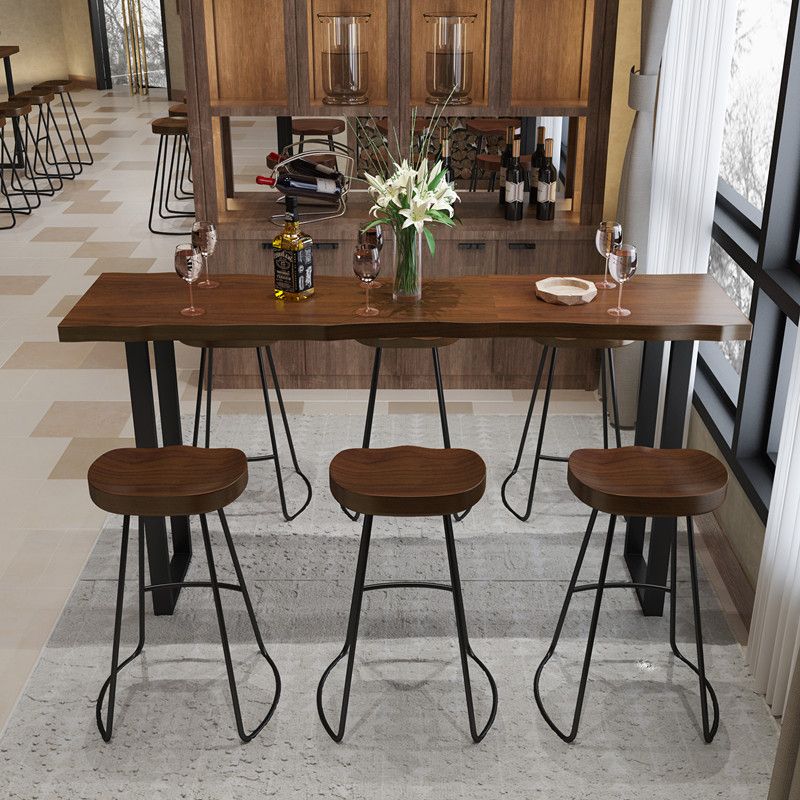 Modern Armless Counter Stool Iron Dessert Shop Bar Stool with Wooden Seat and Pedal Clearhalo 'Bar Furniture' 'Bar Stools' 'bar_stools' 'furn' 'furn_bar_stools' 'Furniture' 'furniture_bar_stools' 'Kitchen & Dining Furniture' 1200x1200_2950ef90-b9c2-495b-901d-de39ee5b9f61