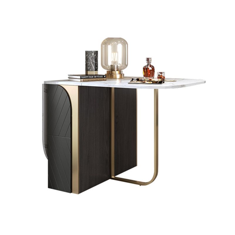 Modern Style Dining Table Sintered Stone Drop-Leaf 63" Table with Metal Base Clearhalo ' dining_table' 'Dining Tables & Seating' 'Dining Tables' 'furn' 'furn_dining_table' 'Furniture' 'furniture_dining_table' 'Kitchen & Dining Furniture' 'kitchen&dining_furn' 'kitchen' 'kitchen_dining_table' 1200x1200_29518953-1103-4161-b53b-17732edda213