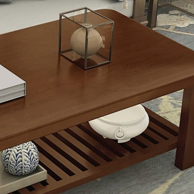 4 Legs Base Design Cocktail Table Wood/brown Pine with Storage Rack Coffee Table Clearhalo 'Coffee & Accent Tables' 'Coffee Tables' 'coffee_tables' 'furn' 'furn_coffee_tables' 'Furniture' 'Living Room Furniture' 1200x1200_295255ee-2bb9-4e23-8bc8-c28375dfa2d1