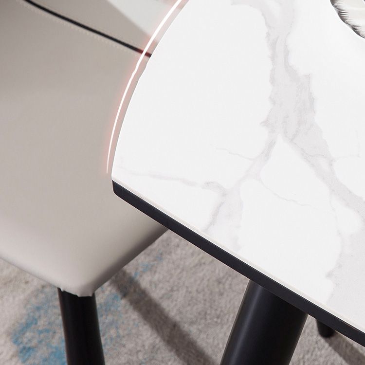 Modern 4 Legs Dining Table Stone Scalable Table for Dining Room