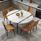 Contemporary Style Stone Dining Table Round Drop-Leaf Table with 4-foot
