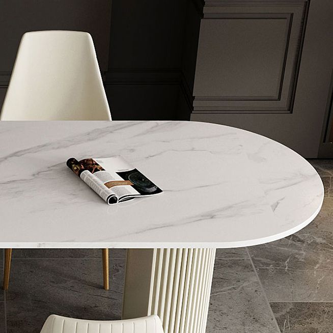 Traditional Luxury Dining Table White Sintered Stone Double Pedestal Table for Kitchen Clearhalo ' dining_table' 'Dining Tables & Seating' 'Dining Tables' 'furn' 'furn_dining_table' 'Furniture' 'furniture_dining_table' 'Kitchen & Dining Furniture' 'kitchen&dining_furn' 'kitchen' 'kitchen_dining_table' 1200x1200_2956abeb-3491-45c2-b8bb-d7895d446b42