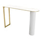 Mesa de bar de piedra sinterizada moderna, mesa de comedor con base metálica para cocina y sala de estar