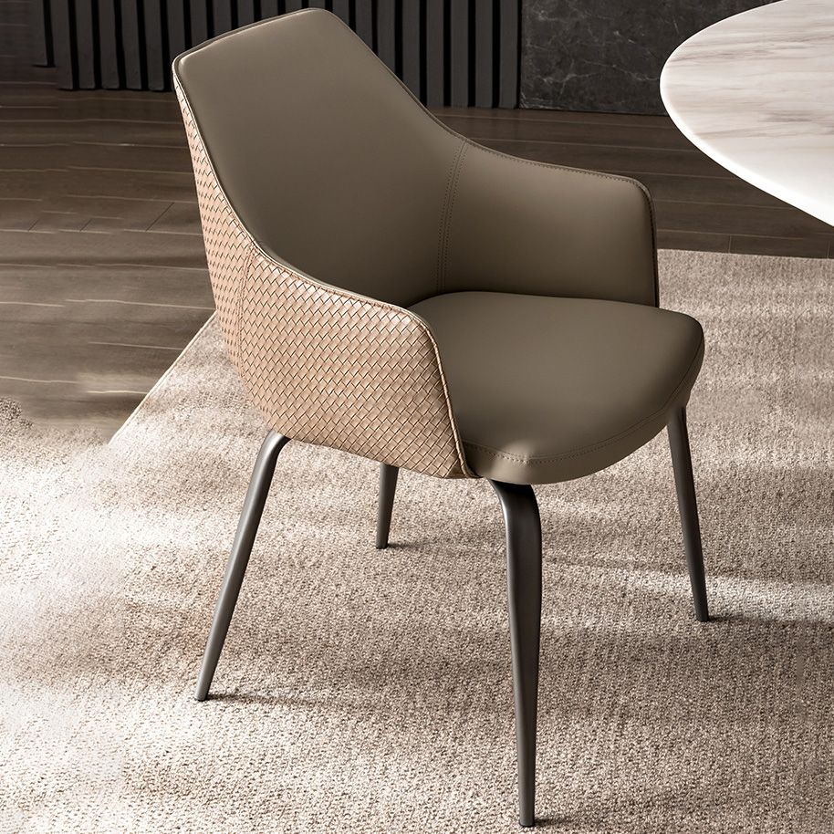 Faux Leather Dining Chairs Upholstered Arm Chairs with Metal Base Clearhalo 'Dining Chairs' 'Dining Tables & Seating' 'dining_chair' 'furn' 'furn_dining_chair' 'Furniture' 'Kitchen & Dining Furniture' 1200x1200_295ccb98-1f33-4940-a8cb-43bd3f35f532