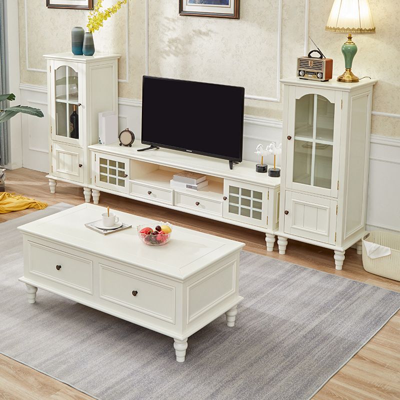 Console multimediale tradizionale Porta TV Console porta TV in legno massello con cassetti