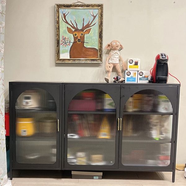 Glam Style Buffet Server Glass 2 porta da pranzo altezza da 38 pollici per soggiorno